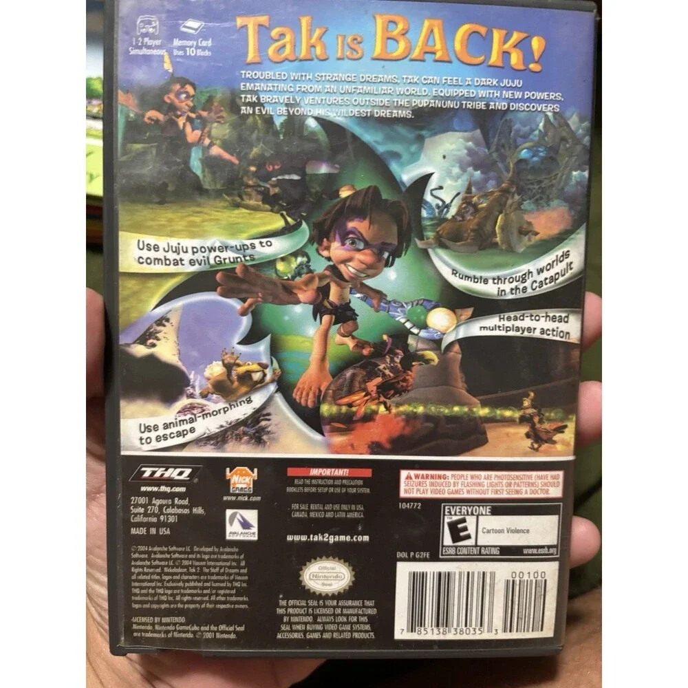Tak 2: The Staff of Dreams (Nintendo GameCube, 2004) Case & Disc - No Manual